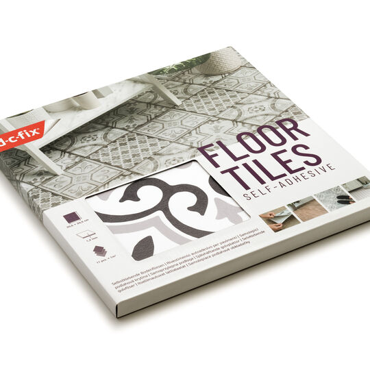 selbstklebende Bodenfliesen Stencil Motif grey (11er Set) image number null